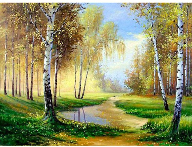 FIYO DIY Diamantmalerei Landschaft Birke Baum in Mehrfarben, Breite: 50 cm, Höhe: 70 cm - Bild 1
