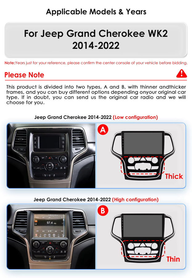 Hizpo 10,1 Zoll Carplay Autoradio für Jeep Grand Cherokee WK2 2014-2022 mit Android Auto, GPS und Multimedia Video Player in Schwarz - Bild 2
