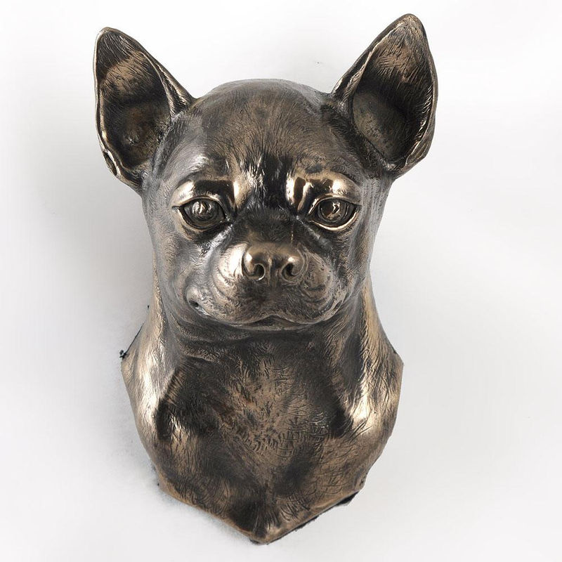Hängende Chihuahua Hundestatue in Braun von Art-Dog aus Kunstharz und Metall - Bild 3
