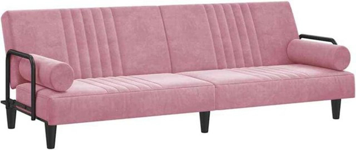 Vidaxl Schlafsofa mit Armlehnen aus Samt in Rosa, Modernes Design - Bild 1