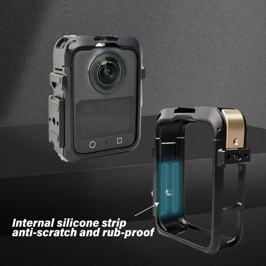 DJI Osmo 360 Kamerakäfig aus Aluminium in Schwarz mit Metallgehäuse und Erweiterungshalterungen - Bild 4