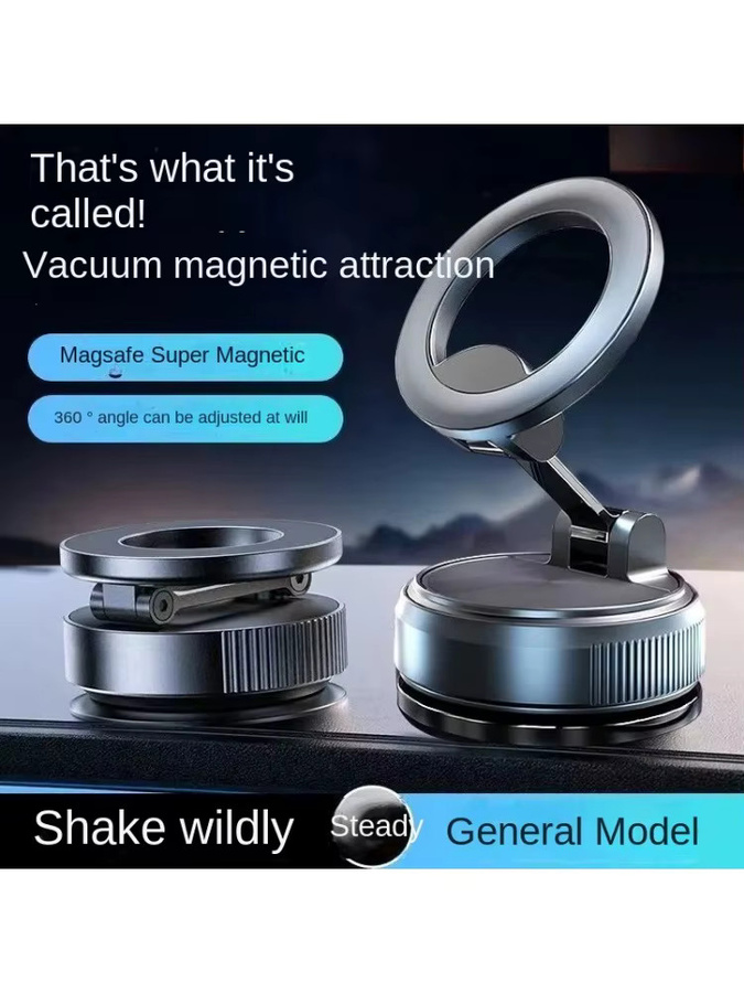 VIKEFON Magnetischer Autotelefonhalter in Schwarz mit faltbarem Design und 360 Grad Verstellbarkeit sowie Vakuumhalterung für iPhone 17, 16, 15 und andere Smartphones - Bild 5