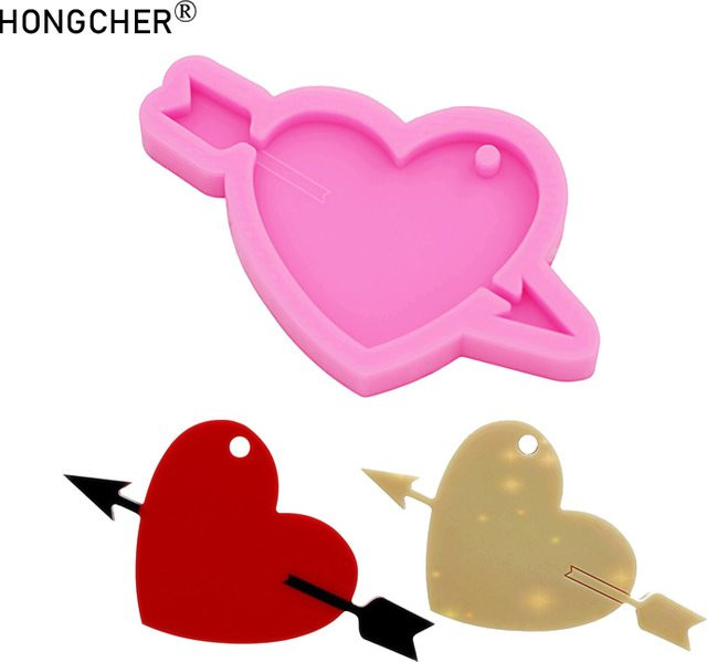 HONGCHER Silikonform Herzform in Pink für Epoxidharz-Ohrringe und Anhänger - Bild 1
