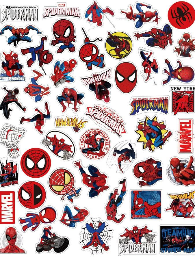 50 Stück Spiderman Anime Aufkleber Set, wasserfeste Sci-Fi Graffiti Dekoration für Handyhülle, Skateboard und Koffer, Mehrfarbig - Bild 6