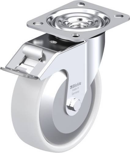 Blickle Lenkrolle L-PPN 125R-FI-FA mit Feststeller in Weiß, Rad-Durchmesser: 125 mm, Tragfähigkeit: 200 kg - Bild 1