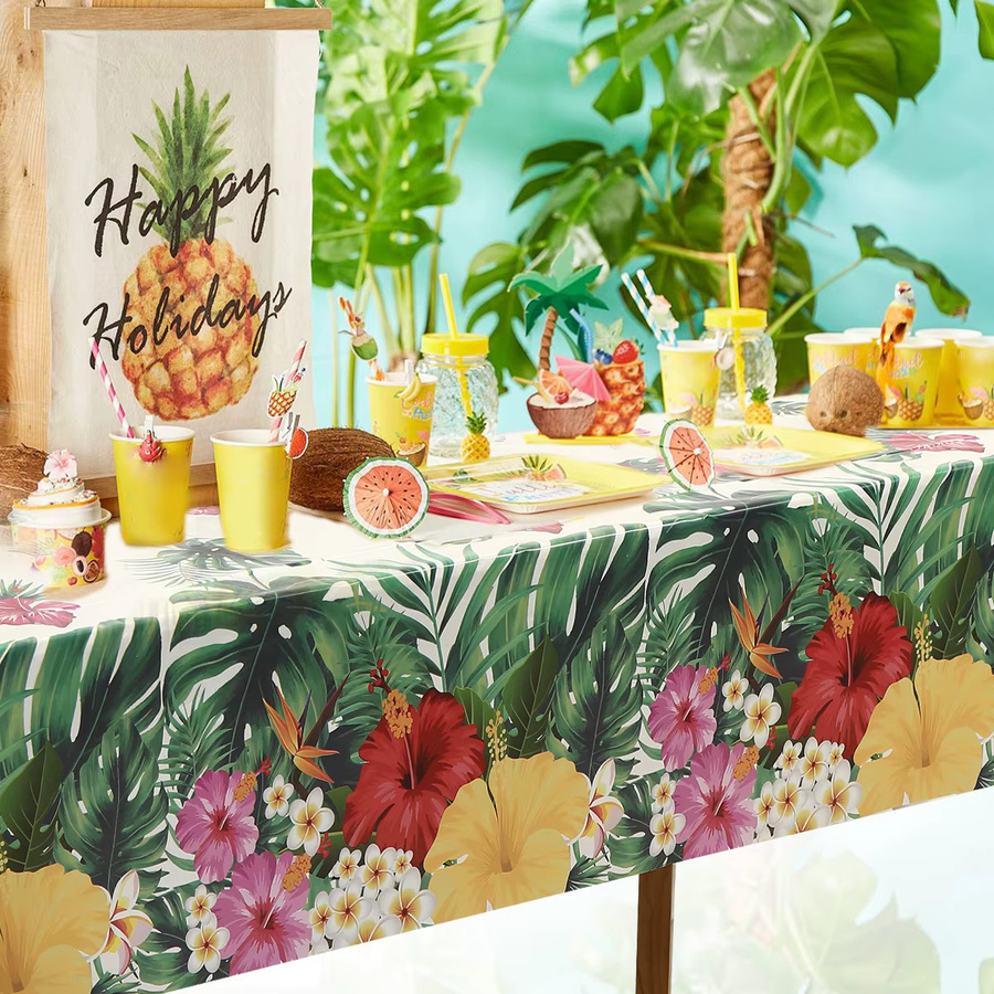 Einweg Tischdecke Hawaii Luau mit tropischem Palmblätter-Design aus PVC, rechteckig - Bild 3