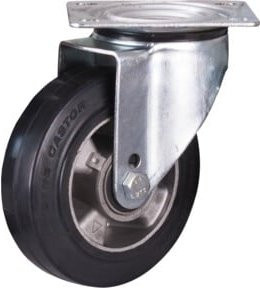 VARIOfit Lenkrolle aus Elastikvollgummi in Schwarz mit Aluminiumgehäuse, Durchmesser: 160 mm, Breite: 50 mm - Bild 1
