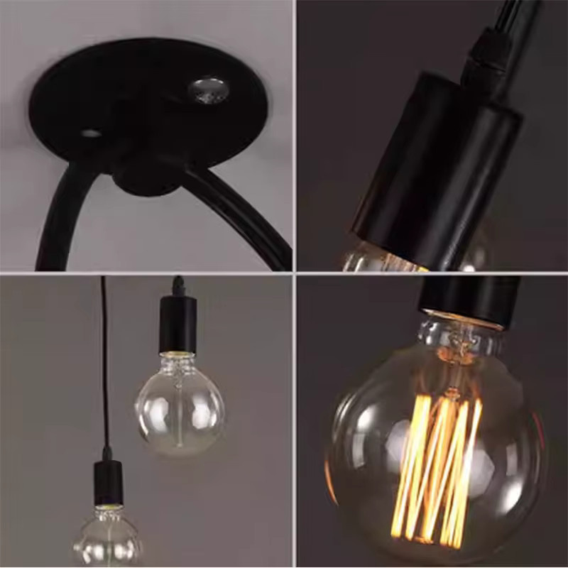 Ramalho Spinne Kronleuchter im Industrial Design, schwarze Deckenhängelampe aus Metall mit transparentem Glas für Wohnzimmer und Schlafzimmer - Bild 3