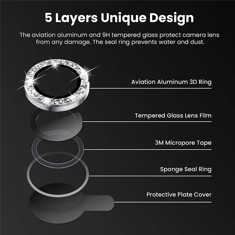 Diamant-Objektivschutzglas für Samsung Galaxy S26 Edge S25 Ultra S26 S24 S25 S23 Plus mit Metallobjektivring in Gold oder Silber - Bild 4