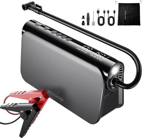 Woowind Starthilfegerät WO-V01 in Grau mit 1000 A Starthilfestrom und Kompressor sowie USB-C Anschluss - Bild 1