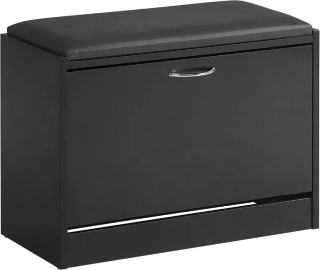 SoBuy Schuhbank FSR16-SCH mit Sitzkissen und Klappe in Schwarz - Bild 1