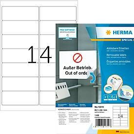 Herma Adressetiketten Universal Weiß, 1400 Stück auf 100 Blatt, B: 99,1 mm, H: 38,1 mm - Bild 1