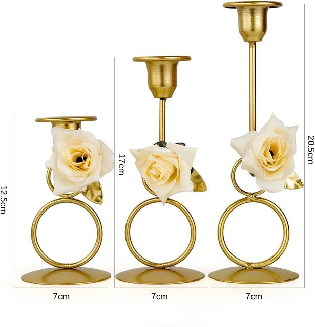 Moderner Kerzenständer aus Metall in Gold für Kegelkerzen von Household supplies MH - Bild 1