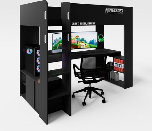 PHOENIX Minecraft Gamingbett für Kinder in Schwarz, B/T/H: 96 x 226,5 x 181 cm - Bild 2