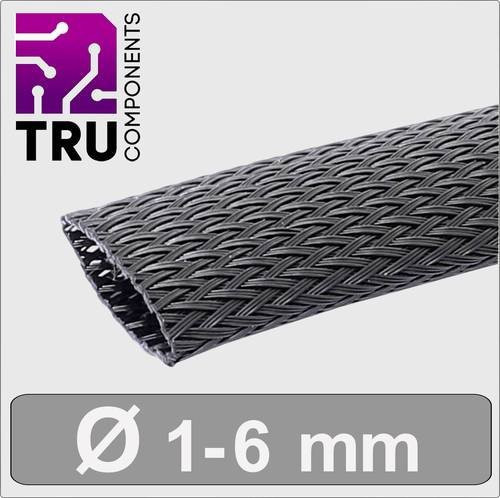 TRU COMPONENTS Geflechtschlauch T24CA101 aus Polyester in Schwarz, Meterware für 1 bis 6 mm - Bild 1