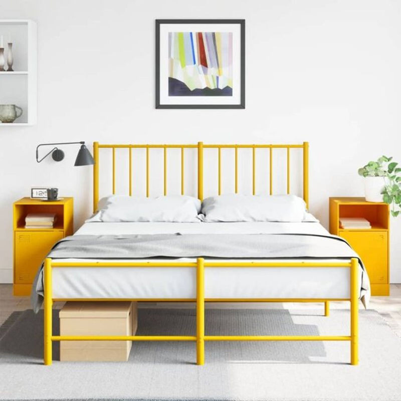 2er-Set moderne Nachttische aus Stahl in Gelb von vidaxl, B/T/H: 34,5 x 39 x 62 cm - Bild 1