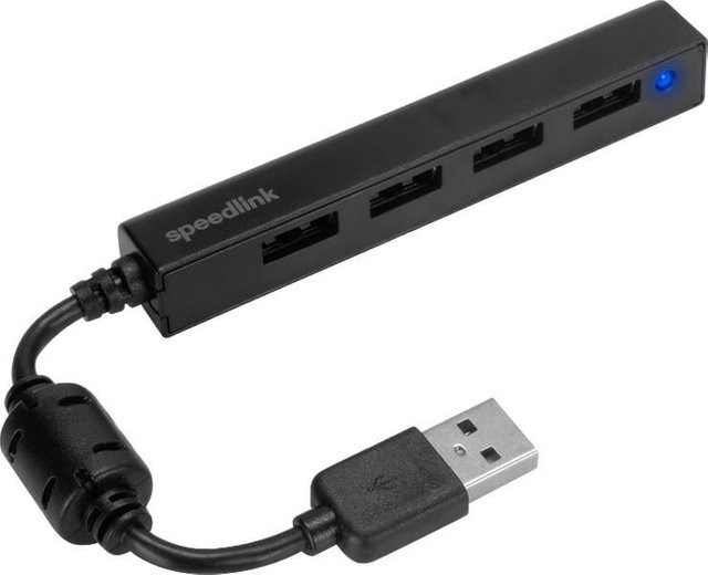 Speedlink SNAPPY SLIM USB Hub, 4-Port, USB 2.0, Passiv, schwarz - Bild 1