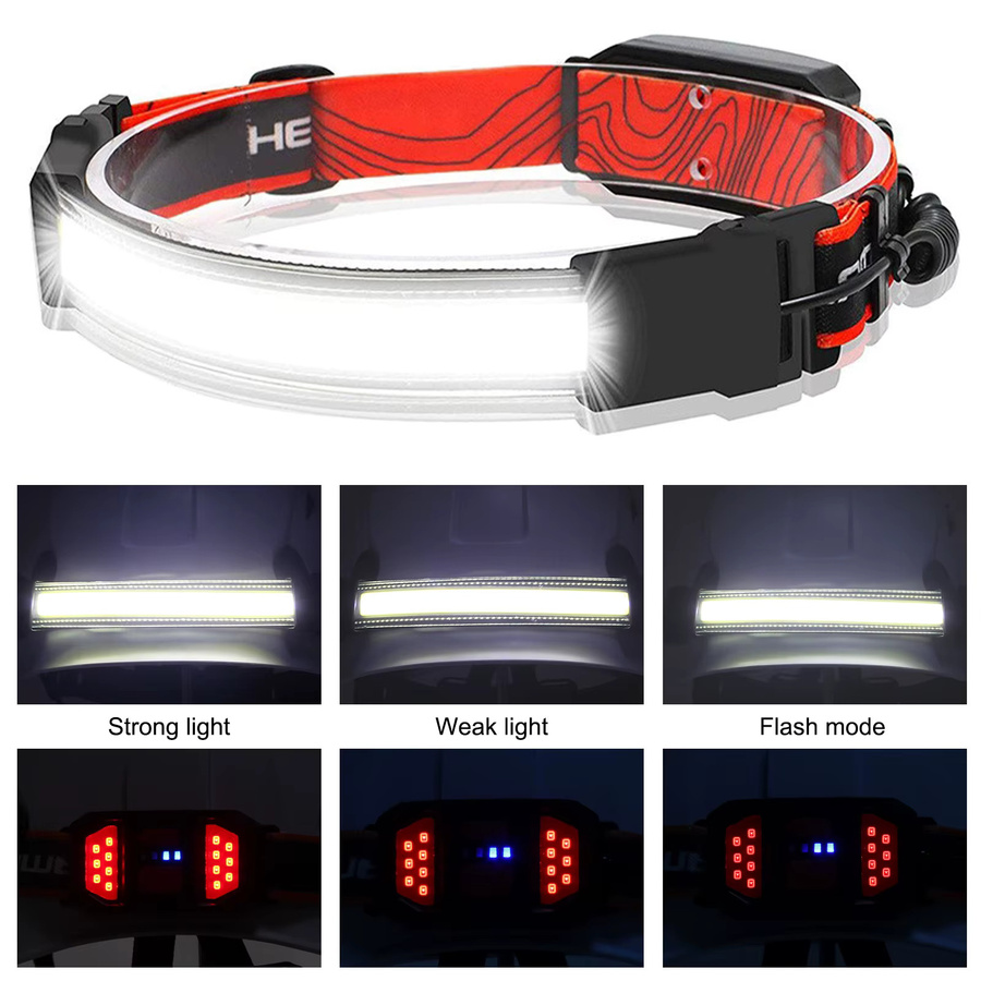 Aolamegs LED-Stirnlampe mit Rücklicht und breitem Strahl, wiederaufladbare Stirnlampe als Schutzhelm-Zubehör - Bild 3