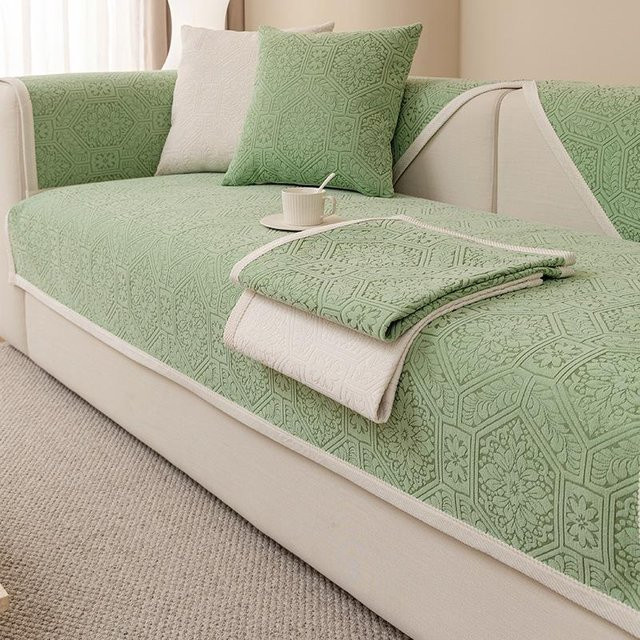 Yiran Furniture Chenille Sofabezug Modern Schlicht Rutschfest in Grün, B/T: 70 x 70 cm - Bild 1