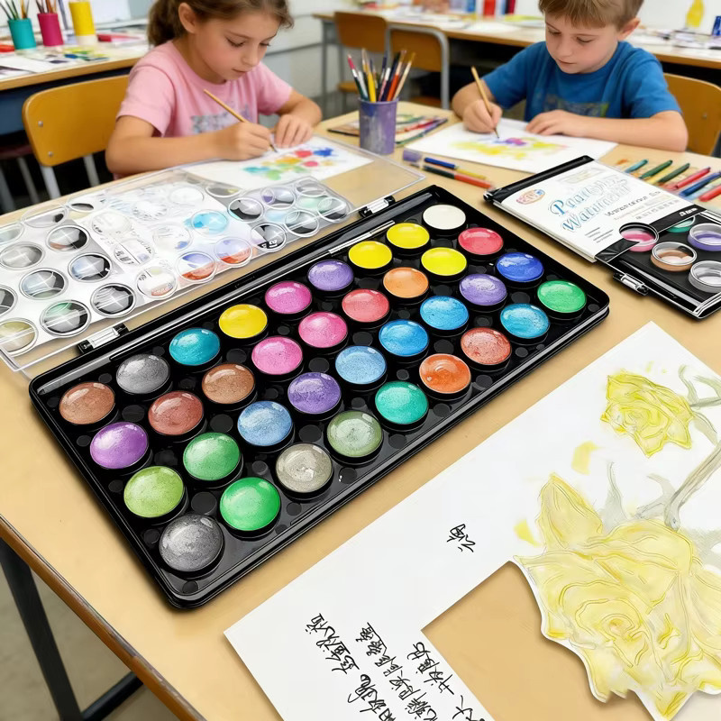 kissbuty Professionelles Aquarellfarben-Set mit 16 Farben in einer praktischen Kunststoffbox, Mehrfarbig - Bild 3
