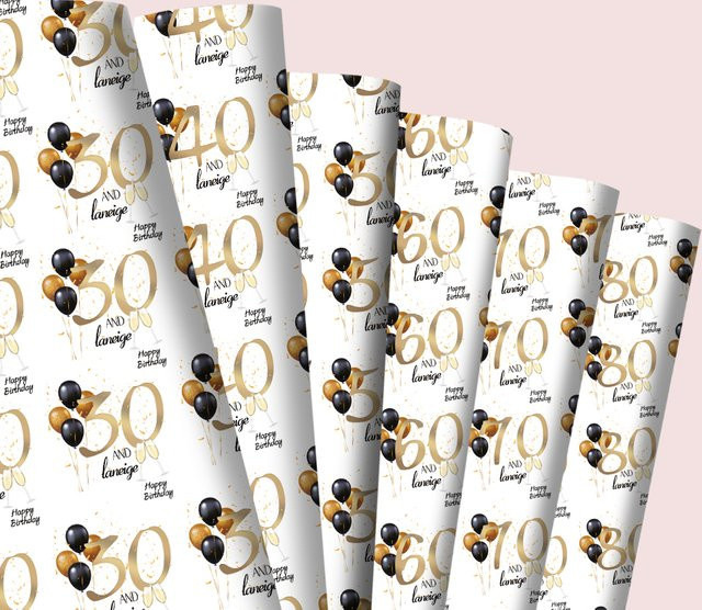 Personalisiertes WEIGAO Geschenkpapier für Geburtstage in Weiß - Bild 1