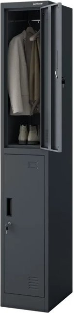JAN NOWAK Umkleideschrank IGOR Spind mit 2 Abteilen in Anthrazit, H: 185 cm, B: 31,7 cm, T: 45 cm - Bild 1