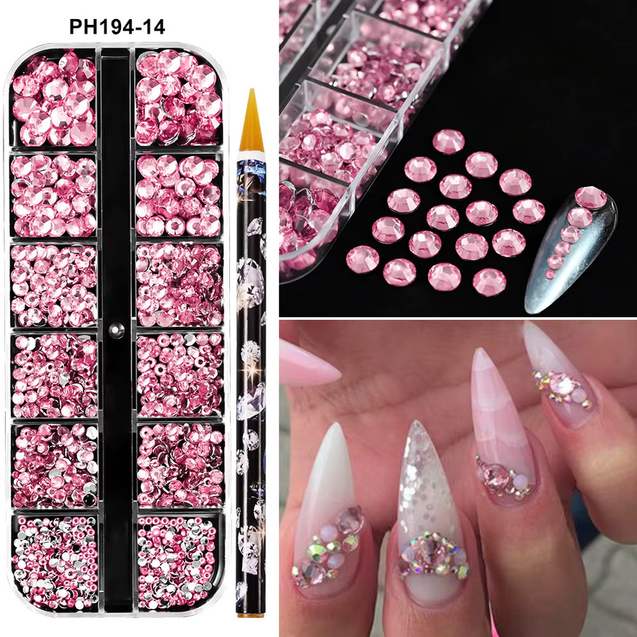 HotPress Nail Art Strasssteine, weiß/AB, 3D-Glas, Glänzend - Bild 2