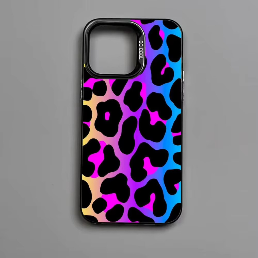 Personalisierte Handyhülle mit farbigem Leopardenmuster für Apple iPhone Modelle, Anti-Drop Schutz, Multicolor - Bild 4