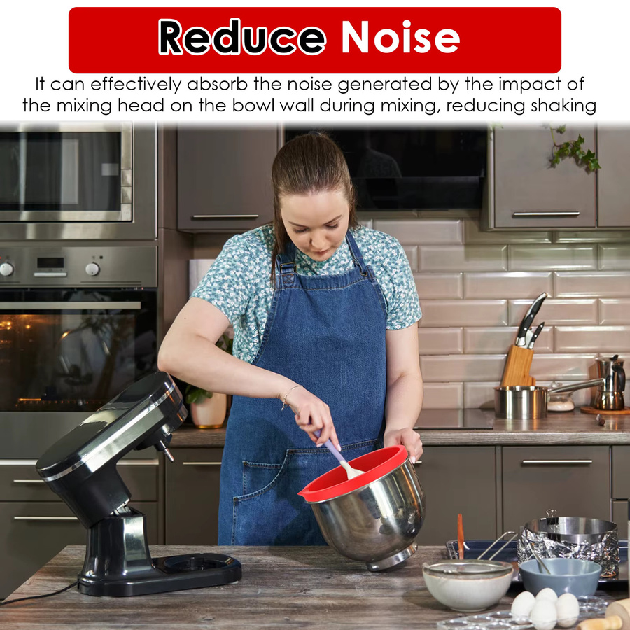 MixAid Silikoneinlagen für KitchenAid 5-Qt-Mixer mit neigbarem Kopf, Set aus 3 runden Einlagen und 3 Deckeln, Farbe: Schwarz - Bild 3