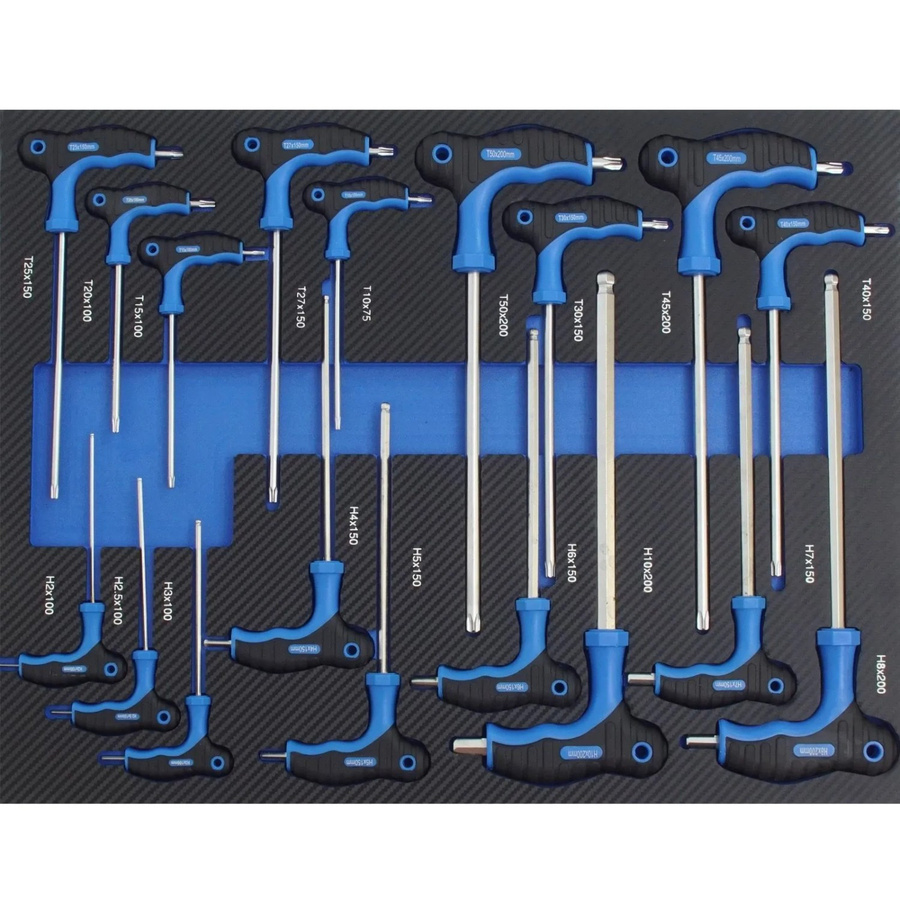 TRUTZHOLM Profi Werkstattwagen Einlage Torx T Griff 18 Teile aus Schaum, Blau, B: 52 cm, T: 40 cm - Bild 2