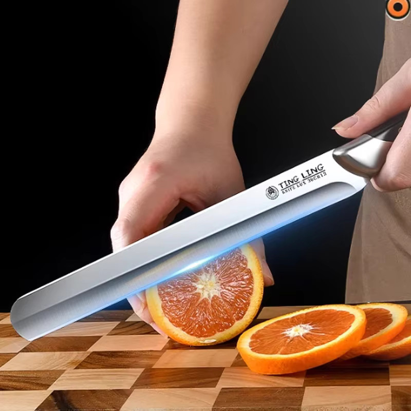 PTIEB Multifunktionsmesser aus Edelstahl in Silber für Obst, Wassermelone, Brot und Grill - Bild 4