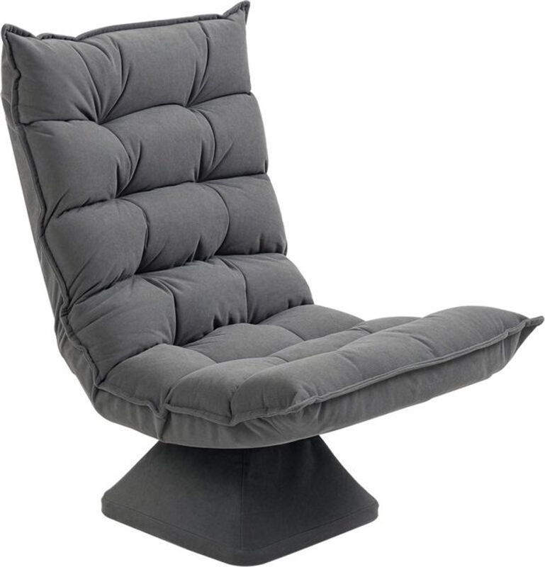 HOMCOM Bodenstuhl Bodensofa mit verstellbarer Rückenlehne und 360 Grad Drehsitz, grauer Relaxsessel aus Mikrofaser mit Metallrahmen - Bild 3