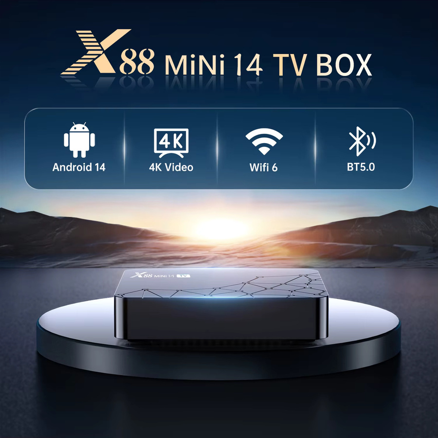 SkyBeats X88 Mini 14 Smart TV Box mit Android 14, 4K UHD, 2GB RAM, 16GB ROM, Dual WLAN 2,4G & 5G und Bluetooth, Schwarz - Bild 3
