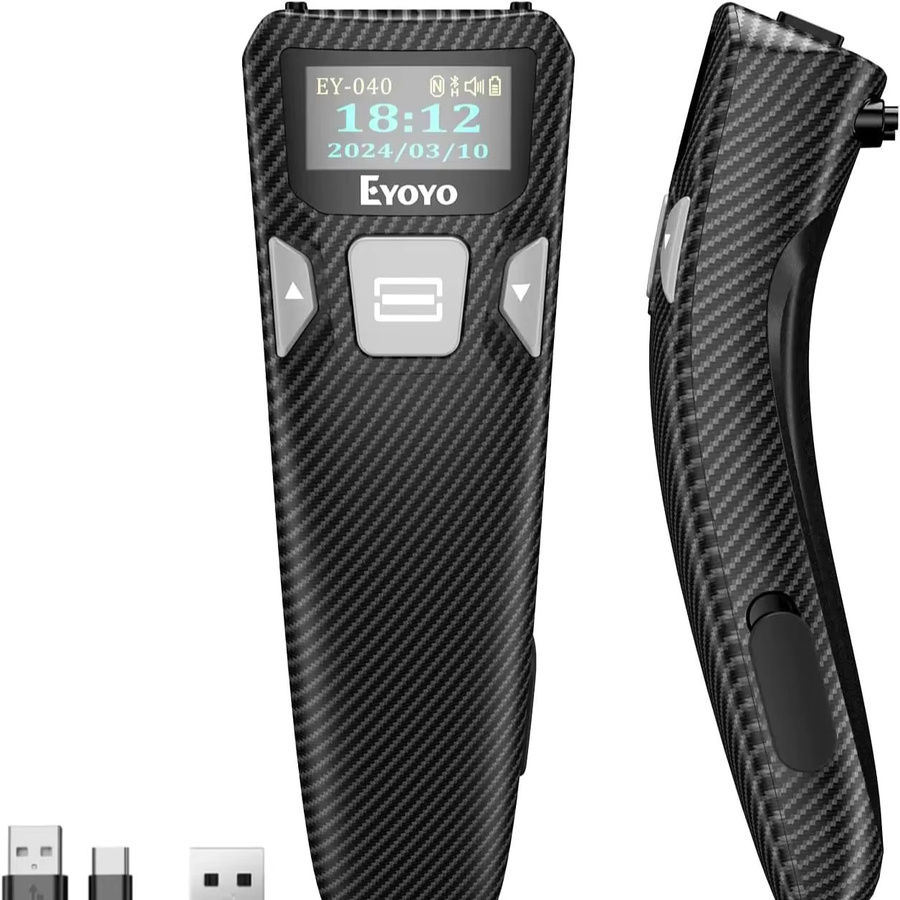 EYOYO Tragbarer Bluetooth Handheld Barcode-Scanner für 1D und 2D QR-Codes mit Digitalanzeige in Schwarz - Bild 5