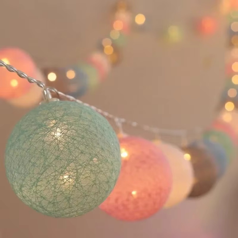 LED-Baumwollkugeln Lichterkette in Multicolour im Boho-Stil für Weihnachten, Hochzeit und Party - Bild 2