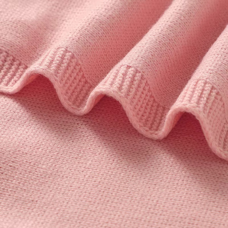 Mimixiong Baby Decke gestrickt mit 3D Blumen Plaid in Pink, B/B/H: 100 x 80 cm - Bild 2