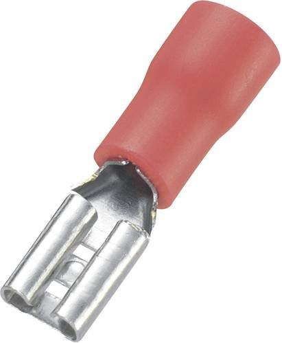 TRU Components Flachsteckhülse 745098, Teilisoliert, Rot, 100 Stück, Steckbreite: 2,8 mm, Steckdicke: 0,5 mm - Bild 1