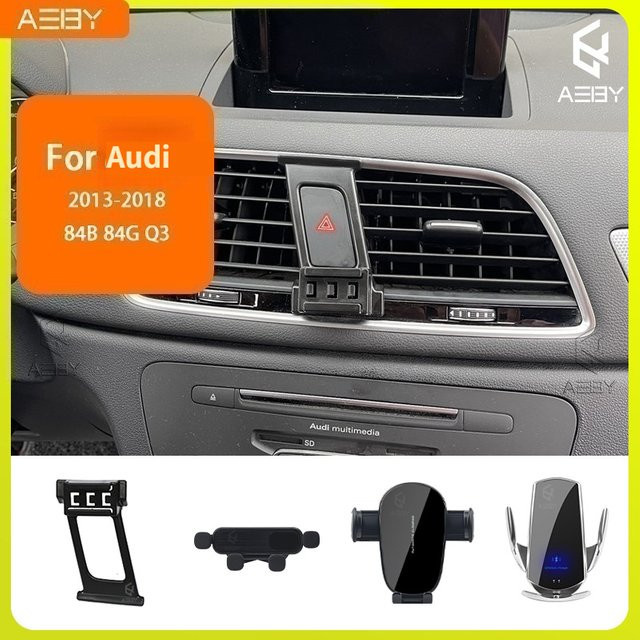 Handyhalterung mit kabelloser Ladestation für Audi Q3 84B 84G (2013-2018), Farbe: Schwarz - Bild 1