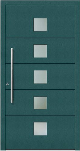 KNOCK Aluminium-Haustür Terra Nova in Moosgrün mit Glaseinsatz und RC2-Schutz - Bild 1