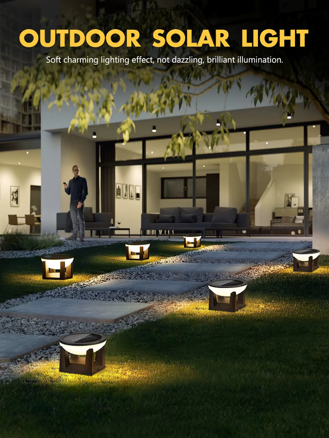 AMARYLLIS Solar LED Laterne Modern Wasserdicht Schwarz mit Warmweißem Licht für Garten und Terrasse - Bild 7