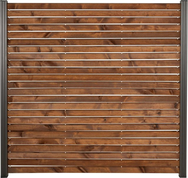 GartenLand Rhombus Holz Zaun Craftwood aus skandinavischer Kiefer in Braun, Sichtschutz mit Rhombus-Profil, geölt, B/H: 180 x 180 cm - Bild 1