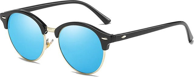 Techsuit 66612 Sonnenbrille, Herren, Vollrand, Panto, goldblau, schwarz - Bild 1