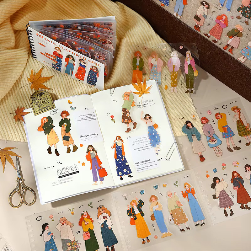 Journal GO 50 Stück Kawaii Charakter Aufkleber mit Orangengeschmack für Scrapbooking und DIY Bastelarbeiten, Mehrfarbig - Bild 4