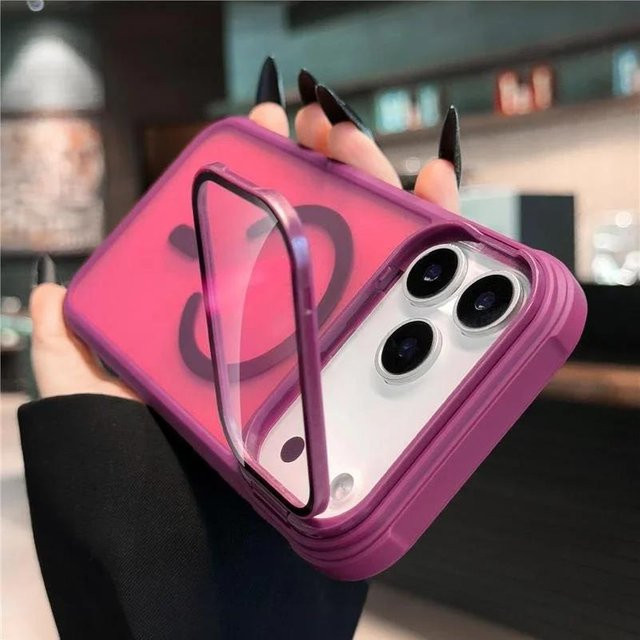 Magnetische Handyhülle mit Kamera-Schutz und unsichtbarer Halterung für Apple iPhone 11 bis iPhone 17 Pro Max Plus in Pink - Bild 1
