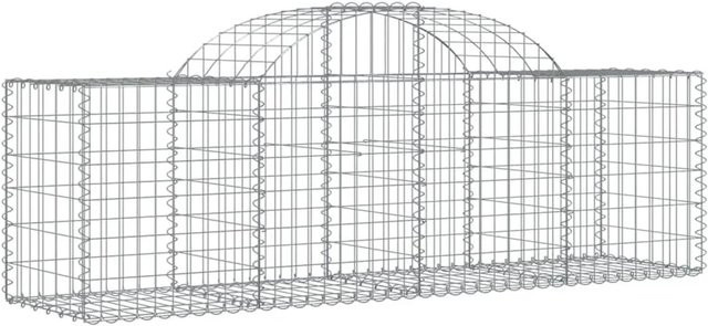 vidaXL Gabione mit Hochbogen aus verzinktem Eisen in Silber, B/T/H: 200 x 50 x 60/80 cm - Bild 1
