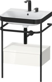 Duravit Möbelwaschtisch-Kombi Happy D.2 Plus in Weiß mit Keramik-Waschtisch, 2 Hakenleisten und 1 Schublade, B/T: 57,5 x 49 cm - Bild 1