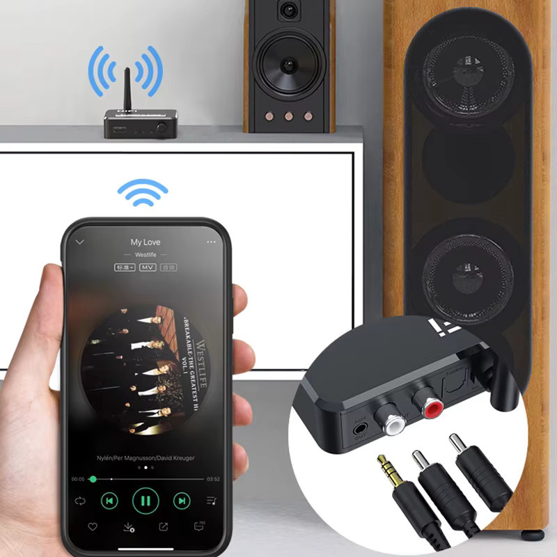 VAORLO Digital zu Analog Audio DAC Konverter mit Bluetooth 5.1, Optical Toslink zu 3,5 mm AUX und RCA L/R, Schwarz - Bild 5