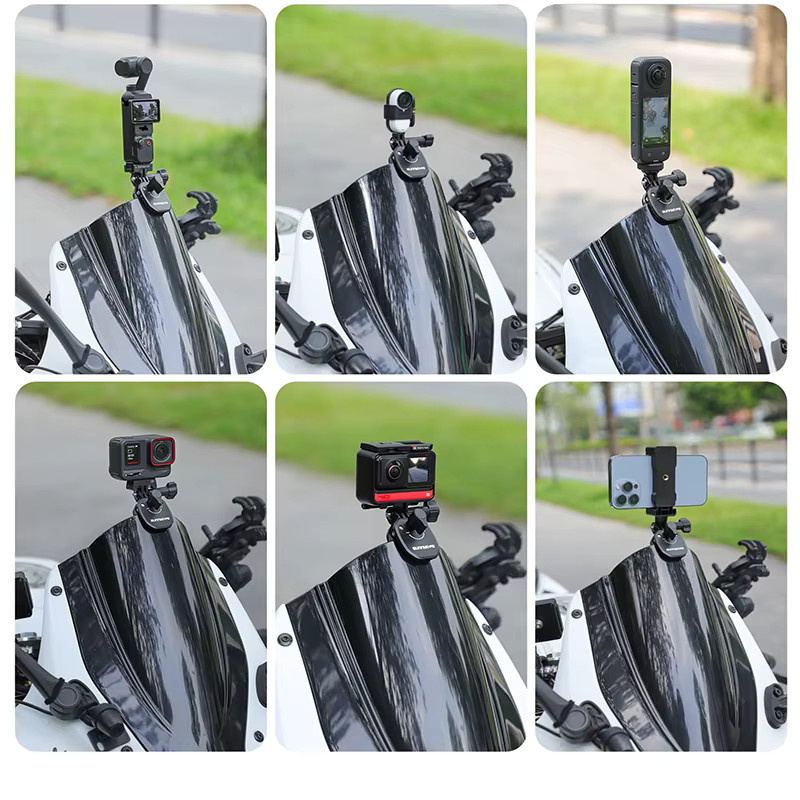 DIXSG Motorrad-Windschutzscheiben-Klemmclip in Schwarz für GoPro 13 12 11, Insta360 X5 X4 X3 und DJI Osmo Action 5 Pro 6 4 3 Nano/Go Ultra - Bild 3