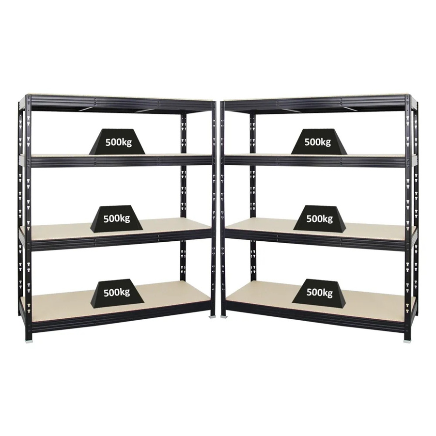 PROREGAL Rhino Schwerlastregal Set 2er Pack Schwarz mit 4 verstellbaren MDF-Ebenen B/T/H: 160 x 60 x 180 cm - Bild 2