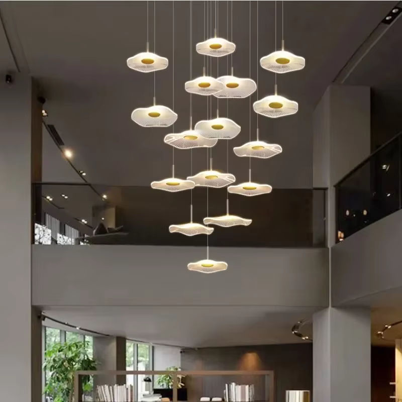JIANKEXING LED Pendelleuchte aus Acryl in Silber und Weiß für Wohnzimmer, Esszimmer und Treppe - Bild 2